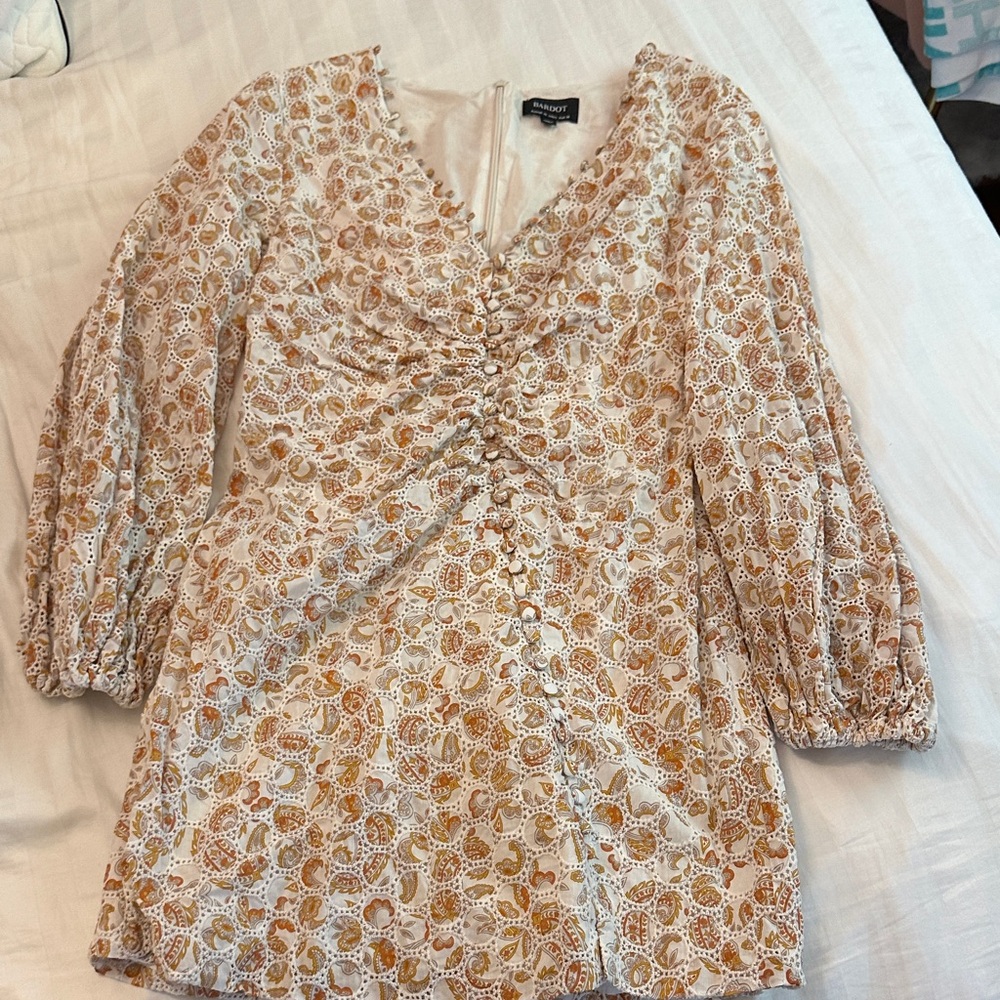 Bardot Cream and Brown Midi Dress